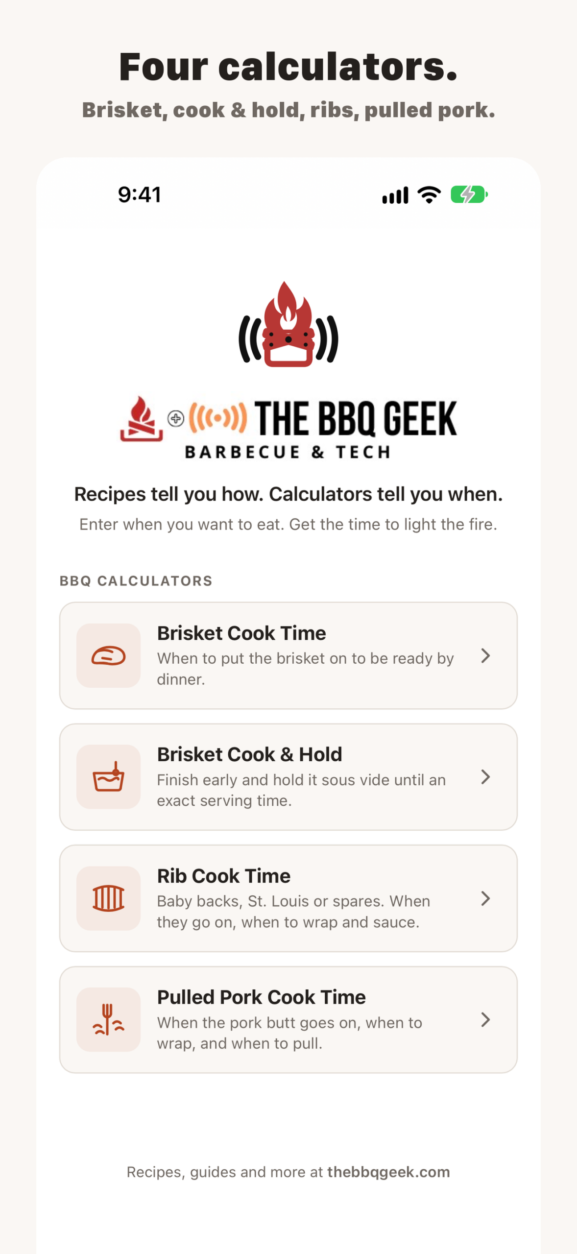 The BBQ Geek iPhone App home screen